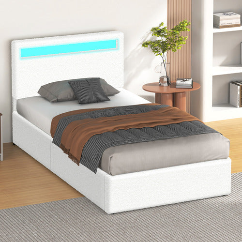 HOXTON ROOM CALEDON BOUCLE GAS LIFT STORAGE BED WITH LED