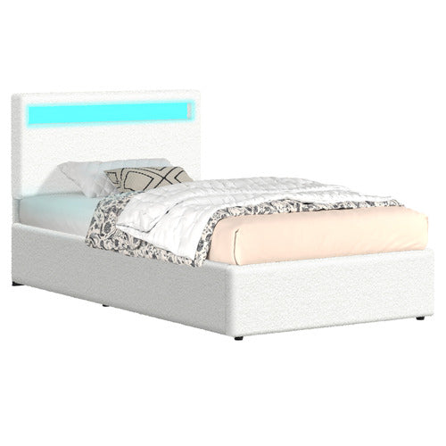 HOXTON ROOM CALEDON BOUCLE GAS LIFT STORAGE BED WITH LED