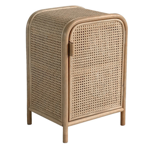 SLH HOUSE CAMERON PINE WOOD & RATTAN BEDSIDE TABLE