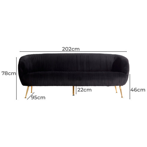 BROOKLYN AND BELLA CARDIFF 3 SEATER VELVET SOFA