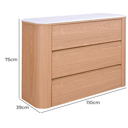 CARLTON FAUX MARBLE 3 DRAWER CHEST