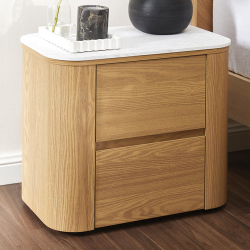 CARLTON FAUX MARBLE BEDSIDE TABLE