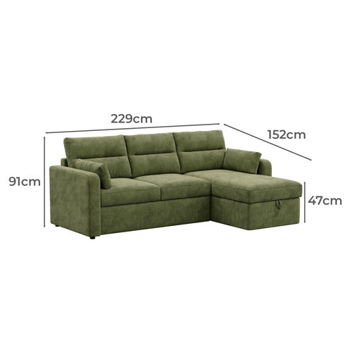 CARTER 4 SEATER QUEEN SOFA BED WITH REVERSIBLE CHAISE