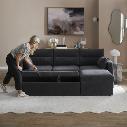 CARTER 4 SEATER QUEEN SOFA BED WITH REVERSIBLE CHAISE