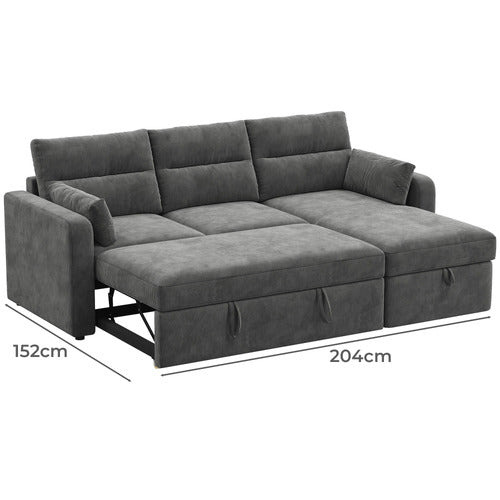 CARTER 4 SEATER QUEEN SOFA BED WITH REVERSIBLE CHAISE