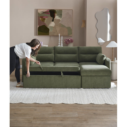 CARTER 4 SEATER QUEEN SOFA BED WITH REVERSIBLE CHAISE