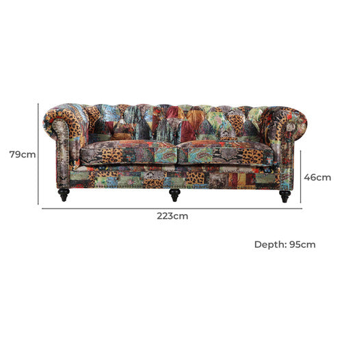 BY DESIGNS CELIA 3 SEATER CHESTERFIELD SOFA