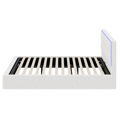 LIVING FUSION CERI BOUCLE GAS LIFT STORAGE BED WITH LED