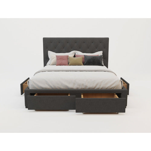 RAWSON & CO CHARCOAL KAYLENE UPHOLSTERED BED FRAME WITH STORAGE