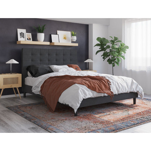 RAWSON & CO CHARCOAL KYLIE BUTTONED UPHOLSTERED BED FRAME