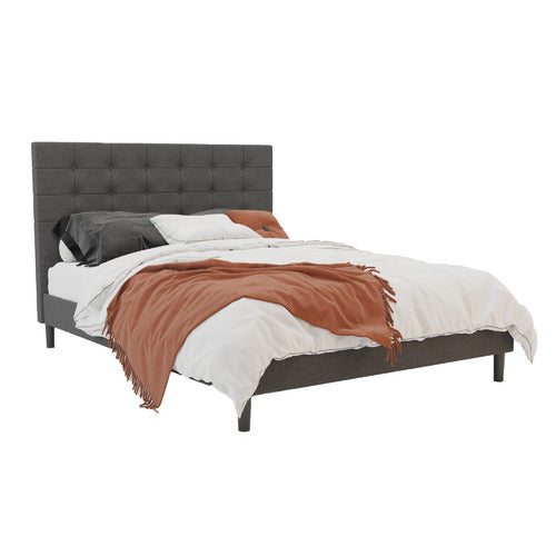 RAWSON & CO CHARCOAL KYLIE BUTTONED UPHOLSTERED BED FRAME