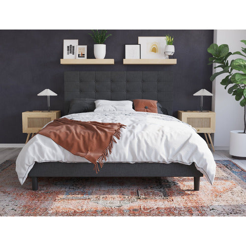 RAWSON & CO CHARCOAL KYLIE BUTTONED UPHOLSTERED BED FRAME