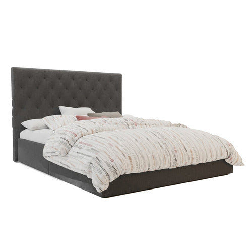 RAWSON & CO CHARCOAL OXFORD GAS LIFT WOODEN STORAGE BED