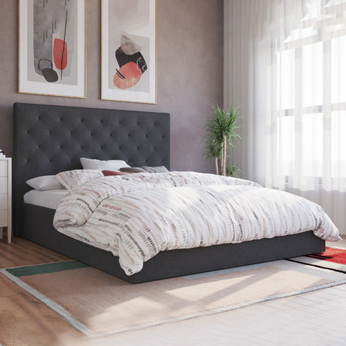 RAWSON & CO CHARCOAL OXFORD GAS LIFT WOODEN STORAGE BED