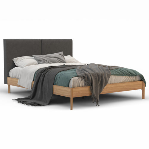 RAWSON & CO CHARCOAL & NATURAL TROLIG WOODEN BED FRAME
