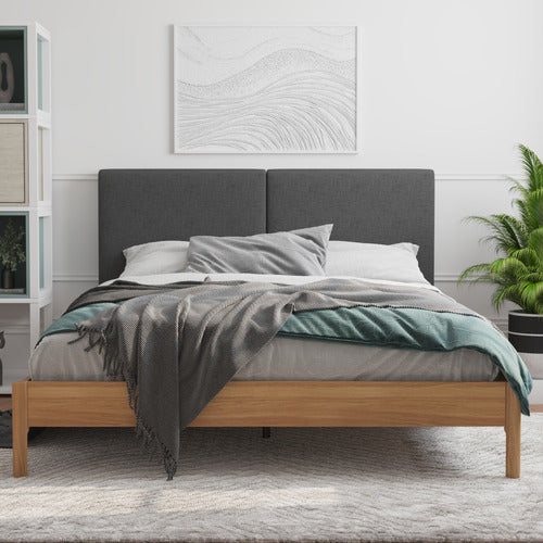 RAWSON & CO CHARCOAL & NATURAL TROLIG WOODEN BED FRAME
