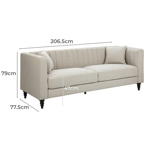 BEIGE CHARLOTTE 3 SEATER SOFA