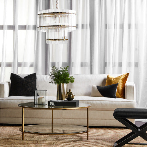 REXINGTON HOME CHARLOTTE ROUND GLASS-TOP COFFEE TABLE