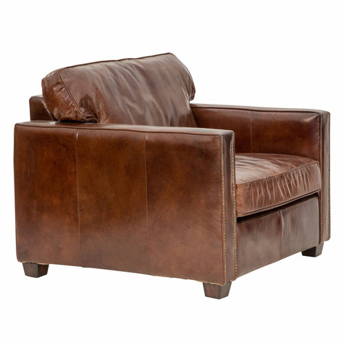 CHARTWELL HOME PEYTON COWHIDE LEATHER ARMCHAIR