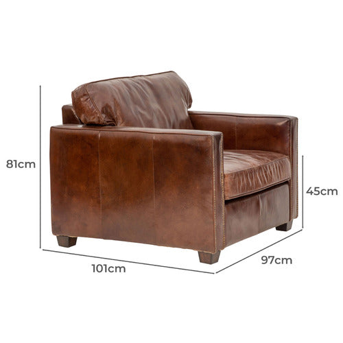 CHARTWELL HOME PEYTON COWHIDE LEATHER ARMCHAIR