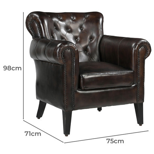 THE DECOR STORE CHOCOLATE LEATHER ARM CHAIR