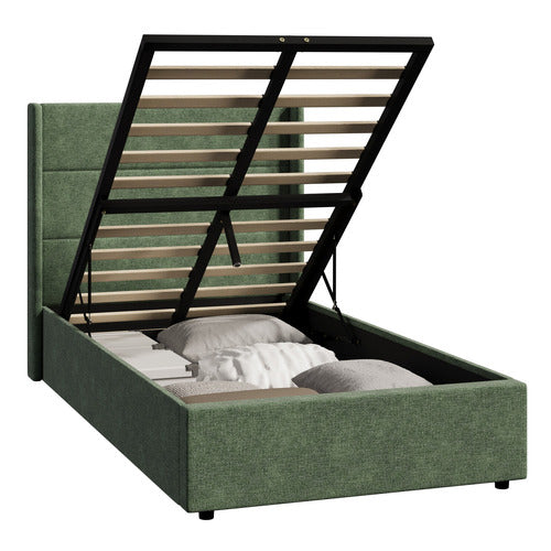 LIVING FUSION CIARAN CHENILLE GAS LIFT STORAGE BED