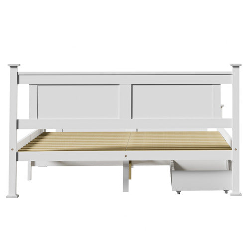 LIVING FUSION CLARA PINE WOOD BED FRAME WITH STORAGE