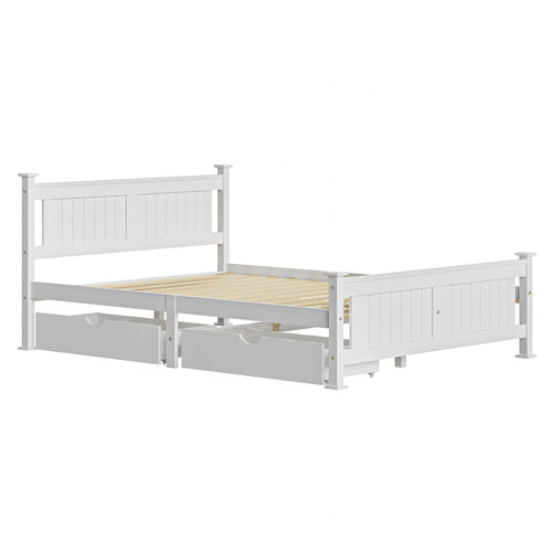 LIVING FUSION CLARA PINE WOOD BED FRAME WITH STORAGE