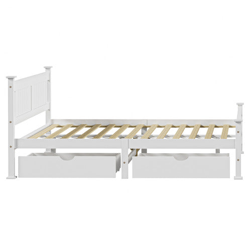 LIVING FUSION CLARA PINE WOOD BED FRAME WITH STORAGE
