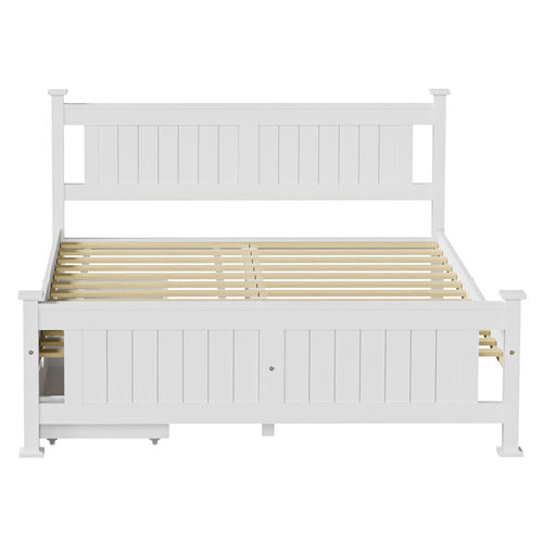 LIVING FUSION CLARA PINE WOOD BED FRAME WITH STORAGE
