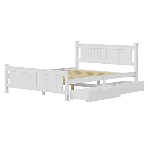 LIVING FUSION CLARA PINE WOOD BED FRAME WITH STORAGE
