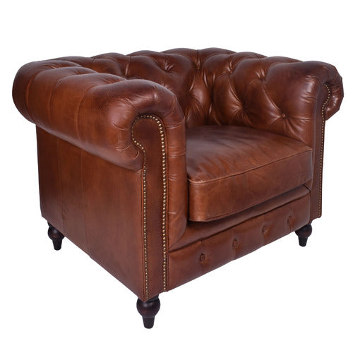 CHARTWELL HOME ESAMA CHESTERFIELD LEATHER ARMCHAIR