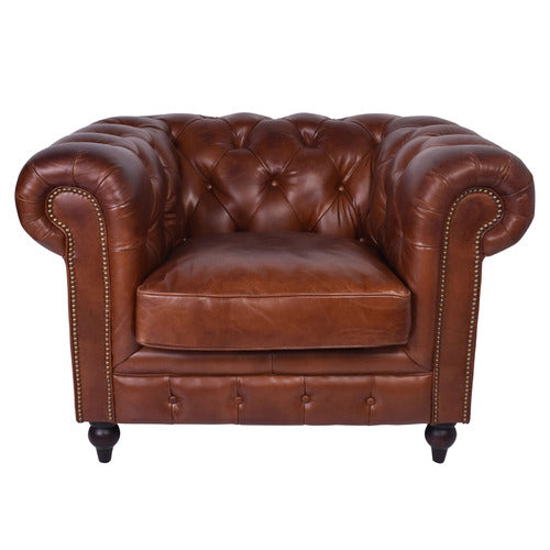 CHARTWELL HOME ESAMA CHESTERFIELD LEATHER ARMCHAIR