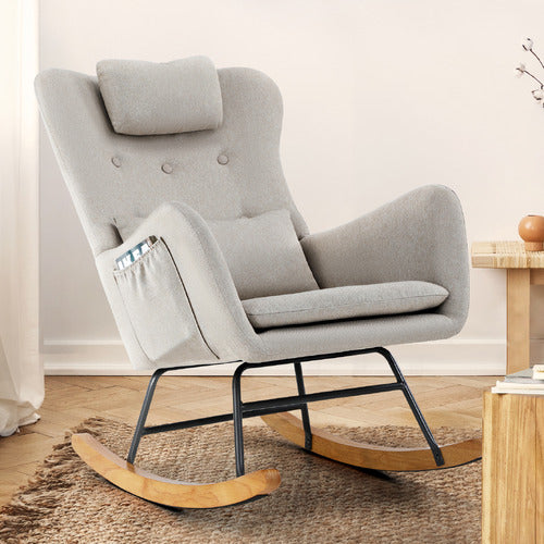 LIVING FUSION CLARK FAUX LINEN ROCKING CHAIR
