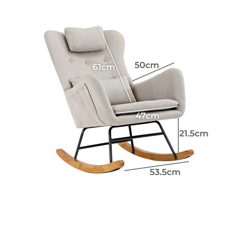 LIVING FUSION CLARK FAUX LINEN ROCKING CHAIR