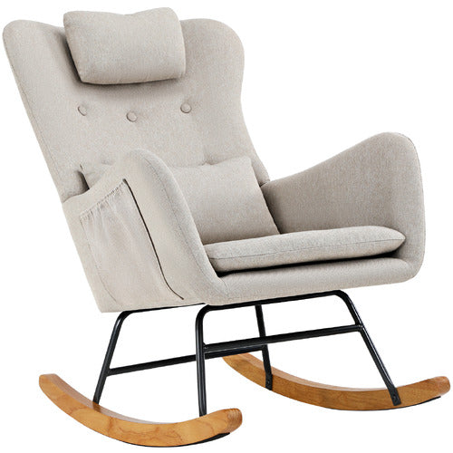 LIVING FUSION CLARK FAUX LINEN ROCKING CHAIR