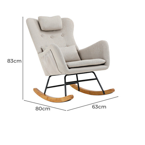 LIVING FUSION CLARK FAUX LINEN ROCKING CHAIR