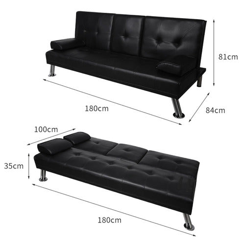 OAKLEIGH HOME CLAUDE 3 SEATER FAUX LEATHER FUTON SOFA BED