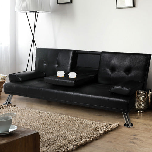 OAKLEIGH HOME CLAUDE 3 SEATER FAUX LEATHER FUTON SOFA BED