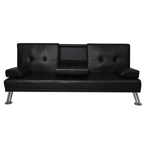 OAKLEIGH HOME CLAUDE 3 SEATER FAUX LEATHER FUTON SOFA BED