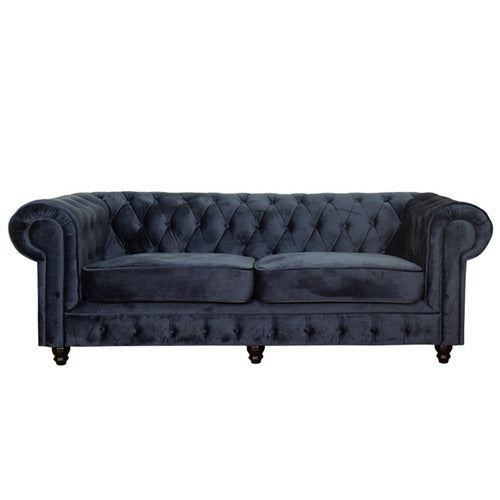 EVERGREEN HOME CLEO BUTTON TUFTED 3 SEATER VELVET SOFA