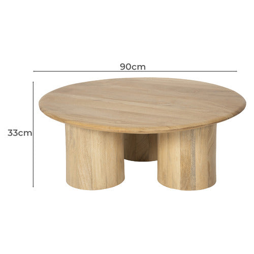 CLOVER MANGO WOOD PILLAR LEG COFFEE TABLE