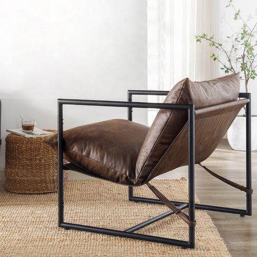STUDIO HOME EITHAN FAUX LEATHER SLING ACCENT CHAIR
