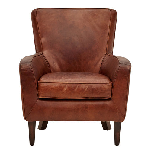 CHARTWELL HOME COLBERT AGED COWHIDE LEATHER ARMCHAIR
