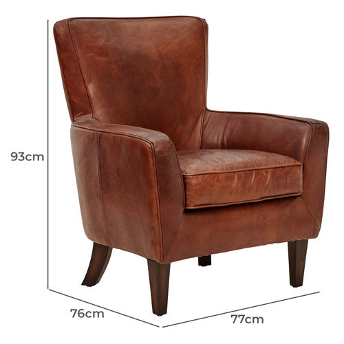 CHARTWELL HOME COLBERT AGED COWHIDE LEATHER ARMCHAIR
