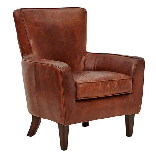 CHARTWELL HOME COLBERT AGED COWHIDE LEATHER ARMCHAIR