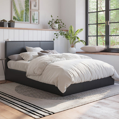RAWSON & CO COMO PU LEATHER GAS LIFT BED FRAME