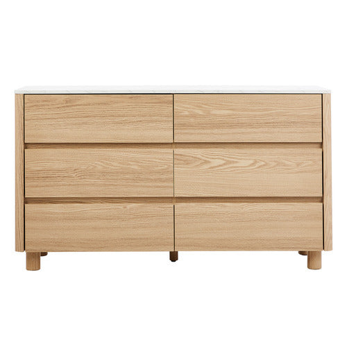 LIVING FUSION CONEY FAUX MARBLE 6 DRAWER CHEST