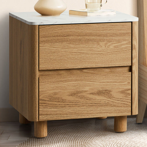 LIVING FUSION CONEY FAUX MARBLE BEDSIDE TABLE