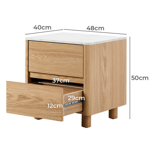LIVING FUSION CONEY FAUX MARBLE BEDSIDE TABLE